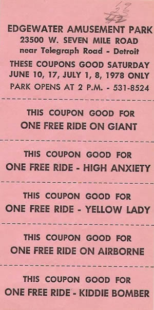 Edgewater Park -  Coupons 1978 From Steve Williams (newer photo)